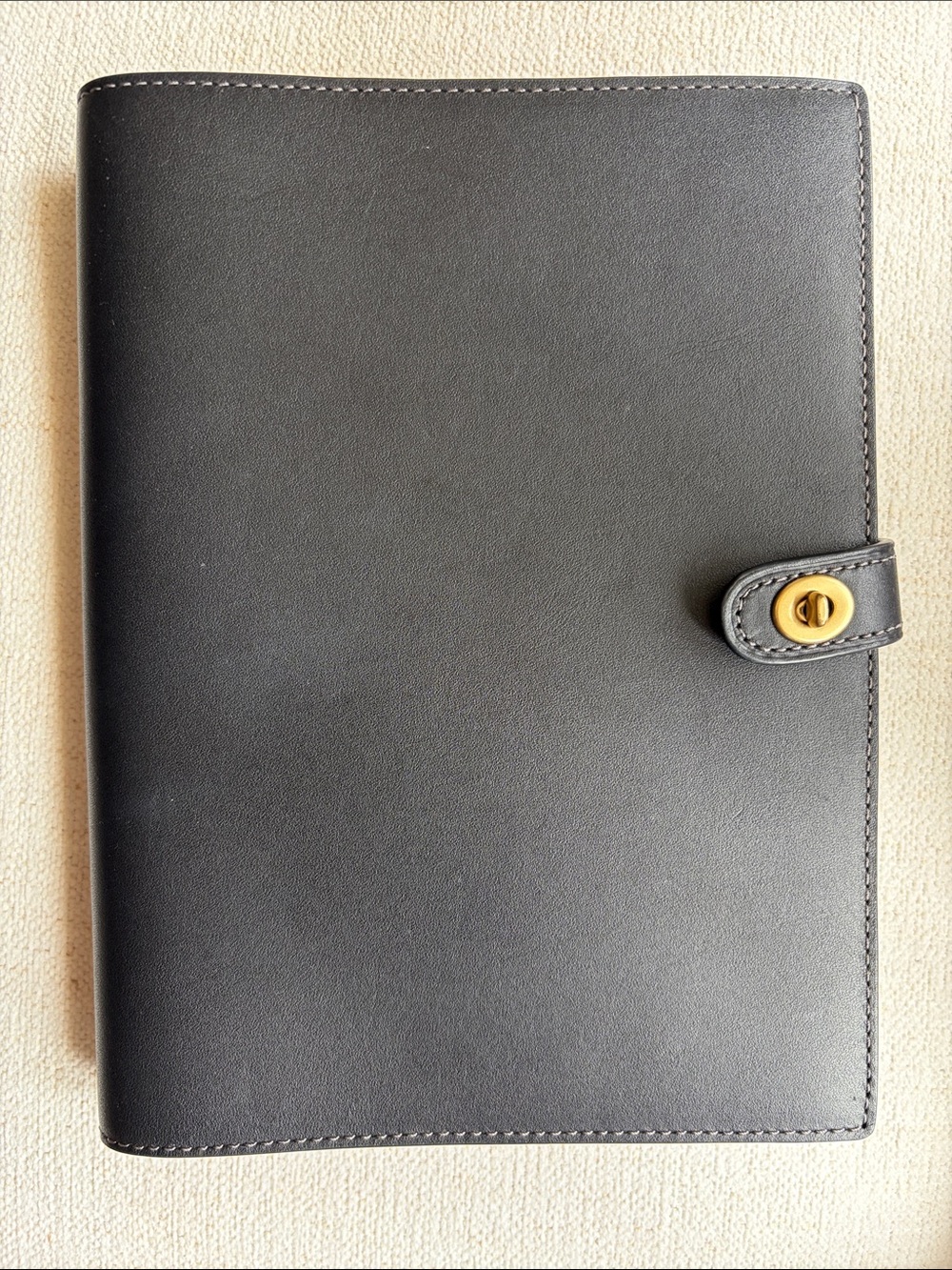 Coach Turnlock Notebook Journal Cover Black Glovetanned Leather